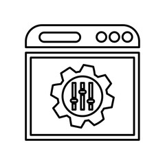 Setting, web, webpage outline icon. Line art sketch.