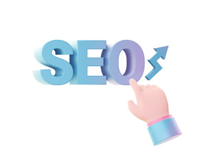 3d render of Gradient website and social media SEO with hand illustration icons for UI UX web social media ads designs