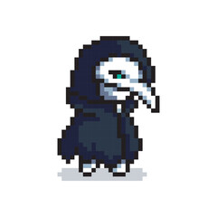 Fototapeta premium Video game masked character, pixel art illustration
