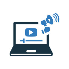 Video, ad, advertising, broadcast icon. Editable vector graphics.