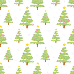flat style green Christmas tree seamless pattern