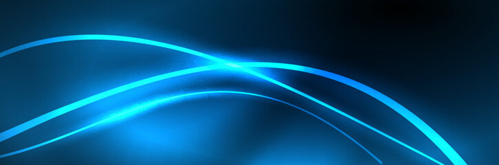 Blue neon glowing lines, magic energy space light concept, abstract background wallpaper design