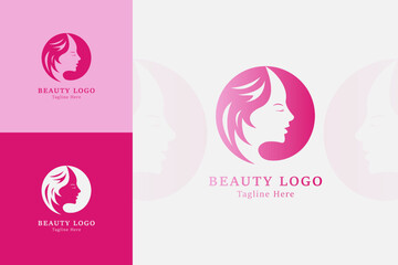 Beauty woman's face logo template