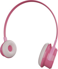 Headphone 3D Icon element pink color transparent background