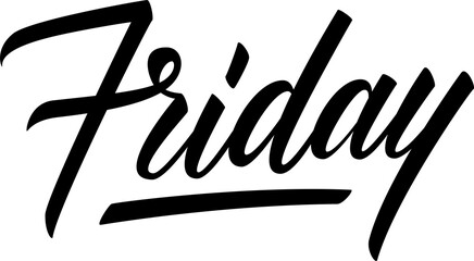 Friday. Hand drawn lettering. Calligraphic element for your creative graphic design. PNG file.