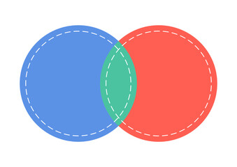 Venn diagram merge circles chart infographic sign. Two cross circles for data statistics presentation. Vector illustration.