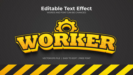 Workers text effect in 3d style yellow color. Suitable for labor day sale