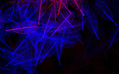 Dark Blue, Red vector doodle layout with leaves.