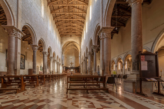 The interior of the Cathedral of Santa Maria Annunziata in Todi, Perugia, Italy