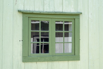 Traditional routed window from Valdres Folk Museum, Norway.