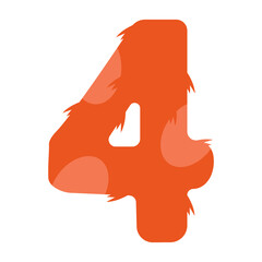 Stylized number 4 with print. Suitable for greeting cards, banners, flyers, postcards, birthday party designs