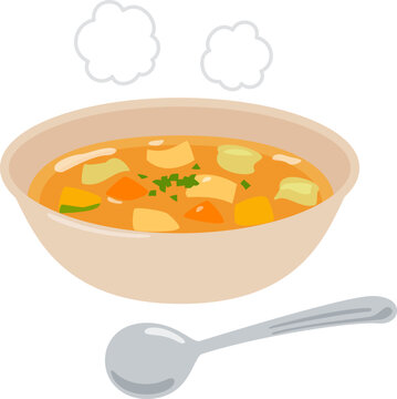 スープ皿に入った野菜スープ