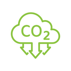 CO2 cloud and arrows vector icon. Carbon dioxide pollution reduction outlined symbol.