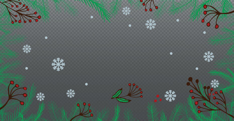 Naklejka na ściany i meble Panoramic Festive New Year Christmas Web Template for Postcard, Advertising No Background - Vector