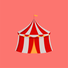 circus tent vector on pink background