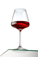 Isolated glass of red wine, copy space
