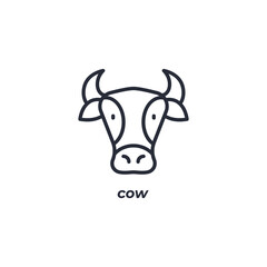 Vector sign cow symbol is isolated on a white background. icon color editable.