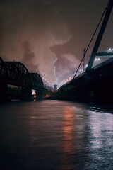 Nocturnal Linz industrial area on the Danube