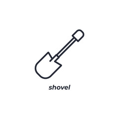 Vector sign shovel symbol is isolated on a white background. icon color editable.