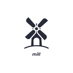 Vector sign mill symbol is isolated on a white background. icon color editable. © muhamad
