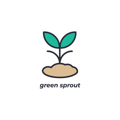 Vector sign green sprout symbol is isolated on a white background. icon color editable.