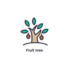 Vector sign fruit tree symbol is isolated on a white background. icon color editable.