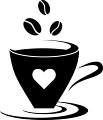 A cup with coffee beans. A shadow.