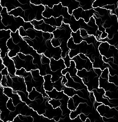 Obraz premium Flowing white particles on black background. Illustration.