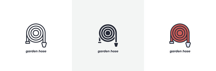 garden hose icon. Line, solid and filled outline colorful version, outline and filled vector sign. Idea Symbol, logo illustration. Vector graphics