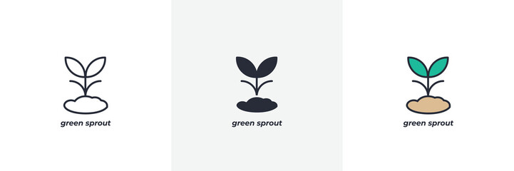 green sprout icon. Line, solid and filled outline colorful version, outline and filled vector sign. Idea Symbol, logo illustration. Vector graphics