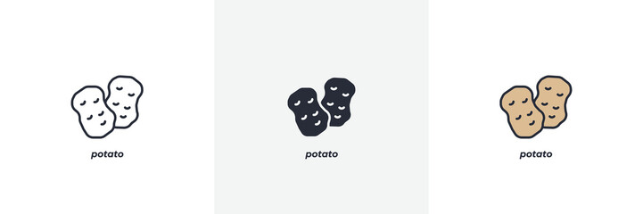 Obraz na płótnie Canvas potato icon. Line, solid and filled outline colorful version, outline and filled vector sign. Idea Symbol, logo illustration. Vector graphics