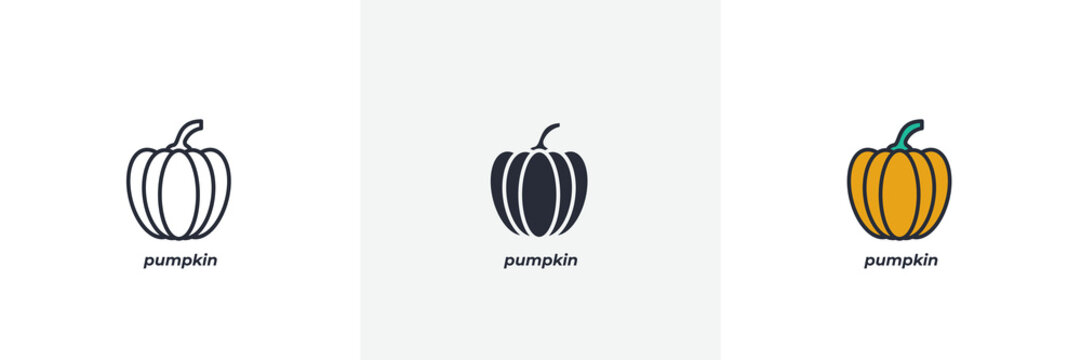pumpkin icon. Line, solid and filled outline colorful version, outline and filled vector sign. Idea Symbol, logo illustration. Vector graphics
