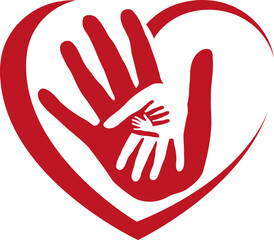 Fototapeta premium Herz und Hände, Familie, Physiotherapie, Kinder, Logo 