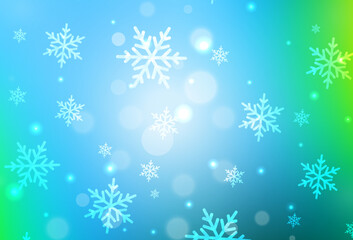 Light Blue, Green vector pattern in Christmas style.