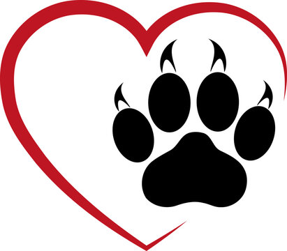Herz und Katzenpfote, Katzen, Herz für Katzen, Tierarzt Logo	