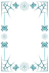 Rectangular Halloween frame with spiders and spider webs