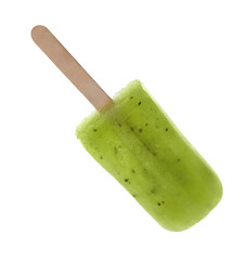 Tasty kiwi ice pop isolated on white. Fruit popsicle