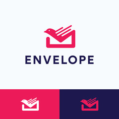 bird envelope logo, mail icon