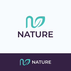 Fototapeta na wymiar nature letter N logo