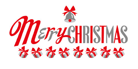 メリークリスマス　オシャレなロゴ文字　赤銀