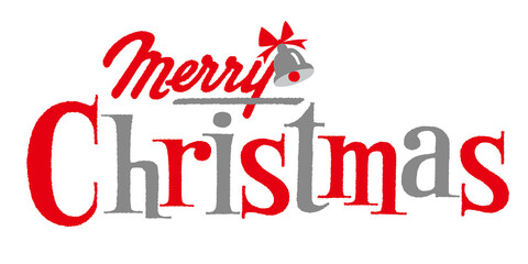 メリークリスマス　オシャレなロゴ文字　赤銀