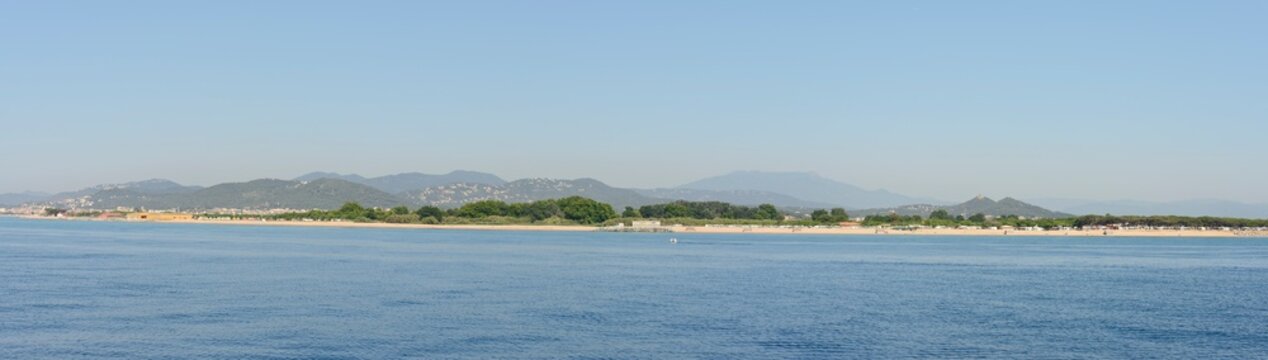 View from the sea towards Tordera River delta, Catalonia, Spain.