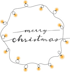 Christmas wreath frame with merry christmas calligraphy