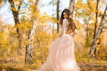 Fototapeta premium Girl in a magnificent beautiful ball gown