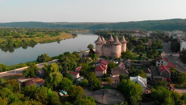 Aerial View Of Medieval Fort In Soroca, Republic Of Moldova.