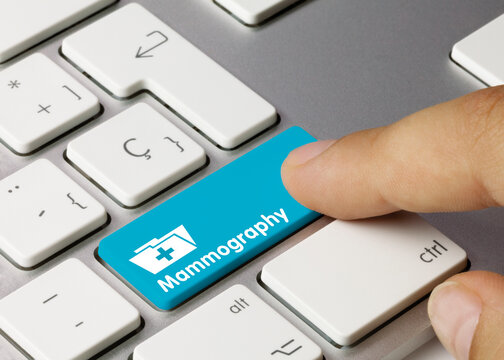 Mammography - Inscription on Blue Keyboard Key.