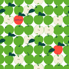 vector pattern of apples. Flat design