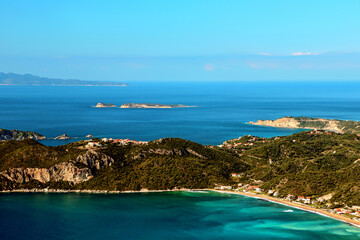 picturesque summer view, amazing coast popular island of Greece - Corfu (Kerkyra) , Porto Timoni bay, Afiona village, Paleokasatrs rgion, Greece, Europe	