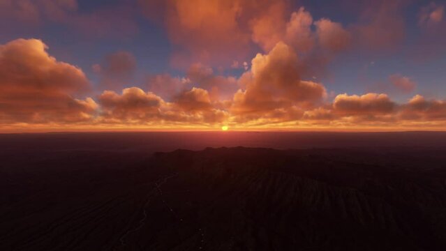 Sunset aerial shot of Guadalupe Mountains National Park in Texas. United States