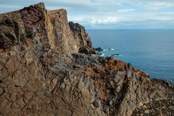 Fototapeta na wymiar Madeira. Ponta de Sao Lourenco (São Lourenço) Natural Landscape of Madeira Island. Popular Tourist Trekking Destination. Portugal. Europe.